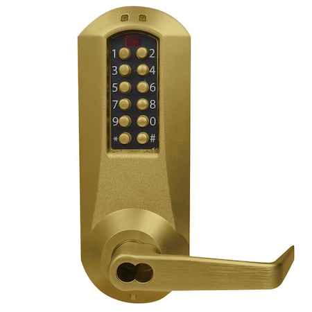 Dormakaba E-Plex 5000 Cylindrical Lock, Winston Lever, 100 Access Codes, 3,000 Audit Events, 6/7-Pin SFIC Prep E5031BWL-606-41